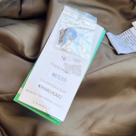 Lana Lee Flat Front Straight Trouser Pants Size 10 Wool Blend Khaki NEW Career - Picture 11 of 12